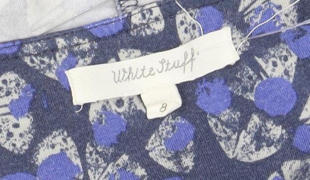 White Stuff Women’s Blue Floral Shift Dress Size 8 Short Sleeve Cotton