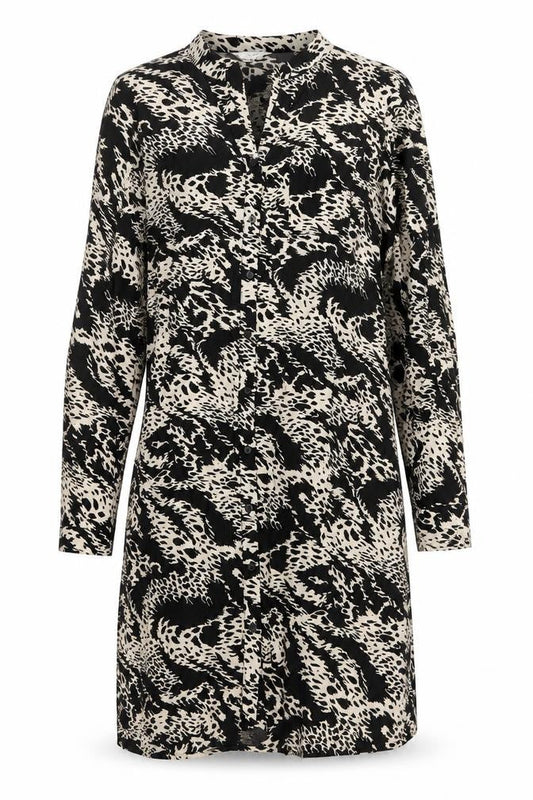 Object Women’s Black Animal Print Button Shirt Dress Size 10