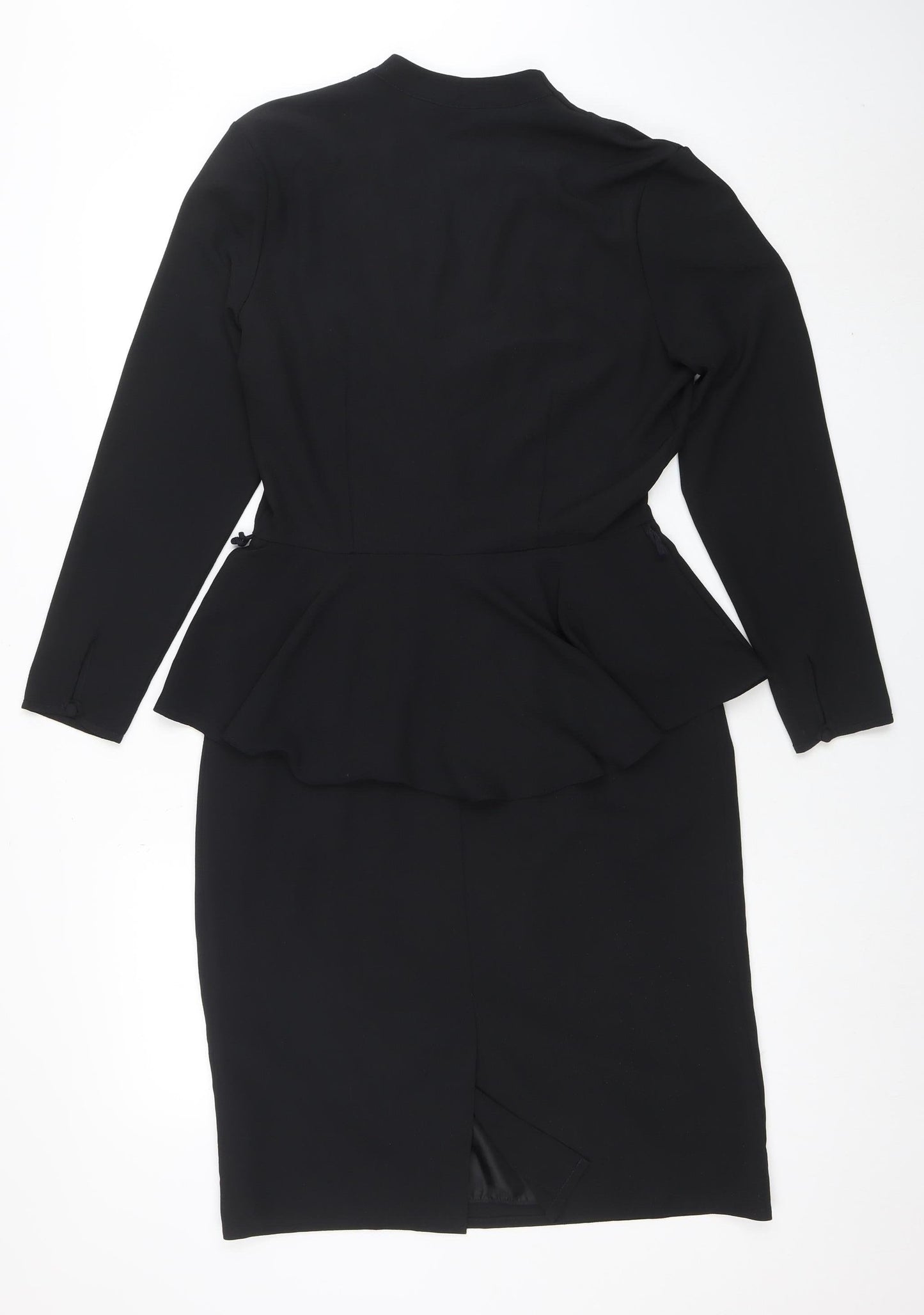 Smith & Locke Women's Black Size 12 Peplum Knee Length Work Dress