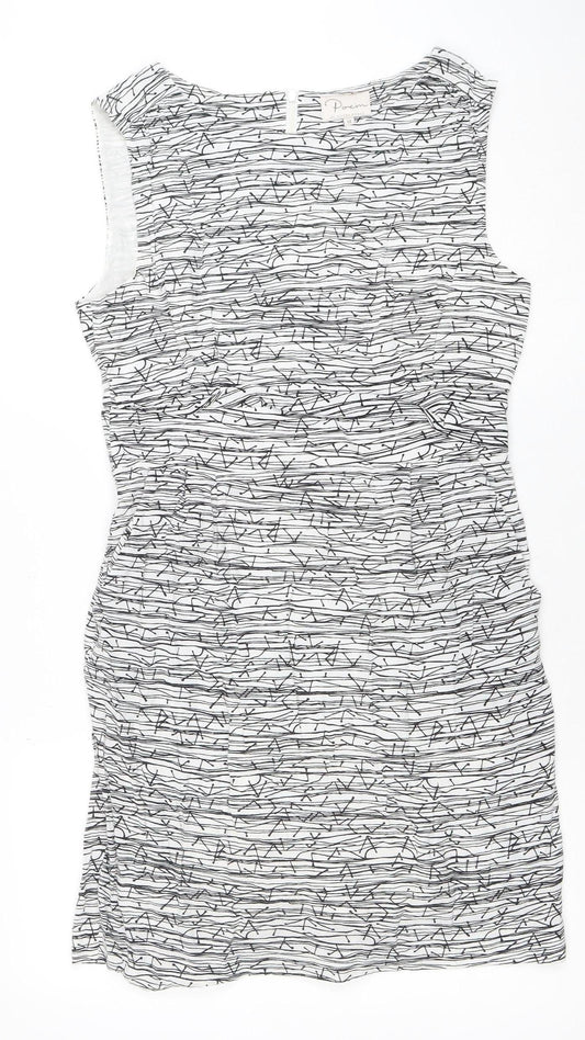 Per Una Women’s White Geometric Shift Dress Size 12 Sleeveless