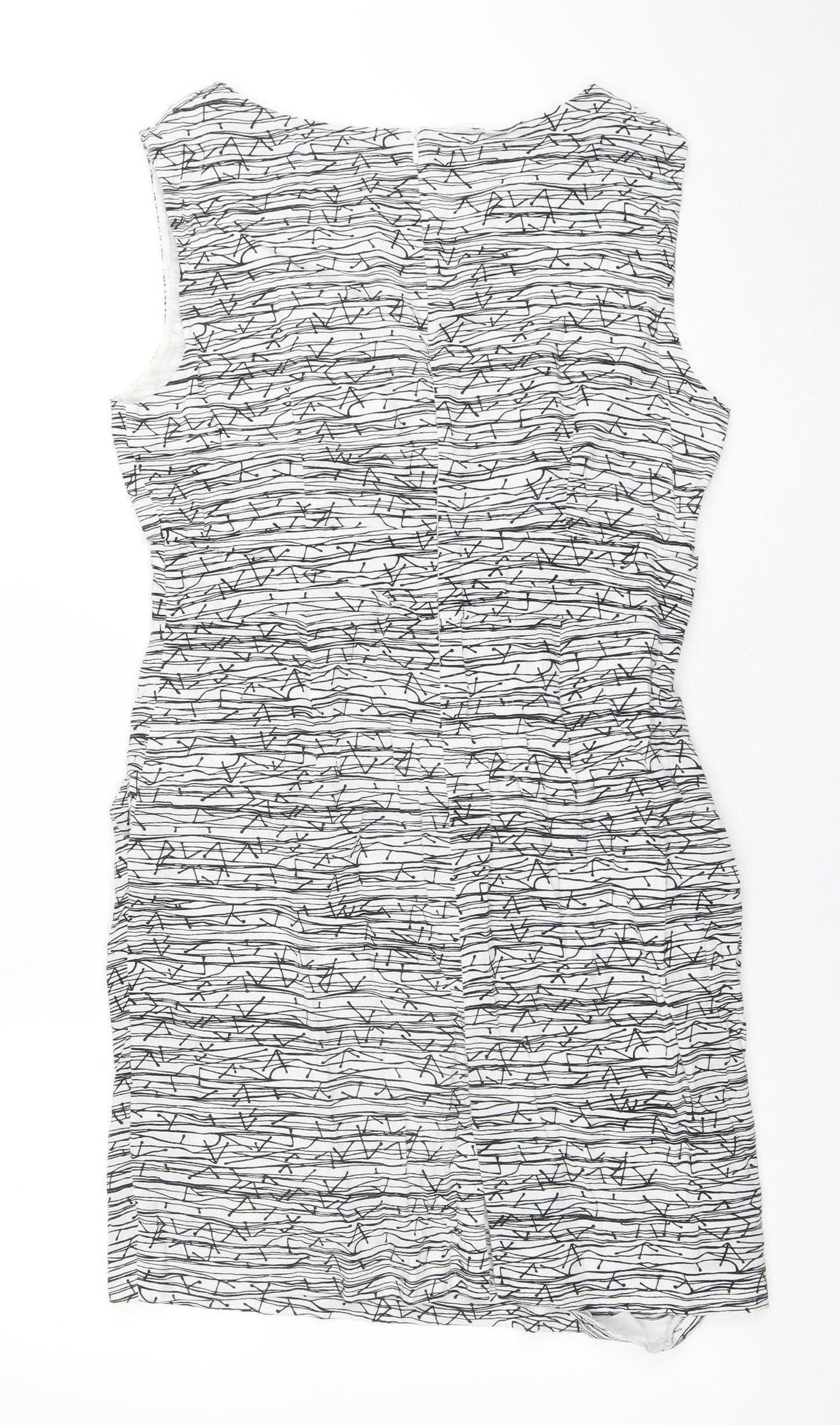 Per Una Women’s White Geometric Shift Dress Size 12 Sleeveless