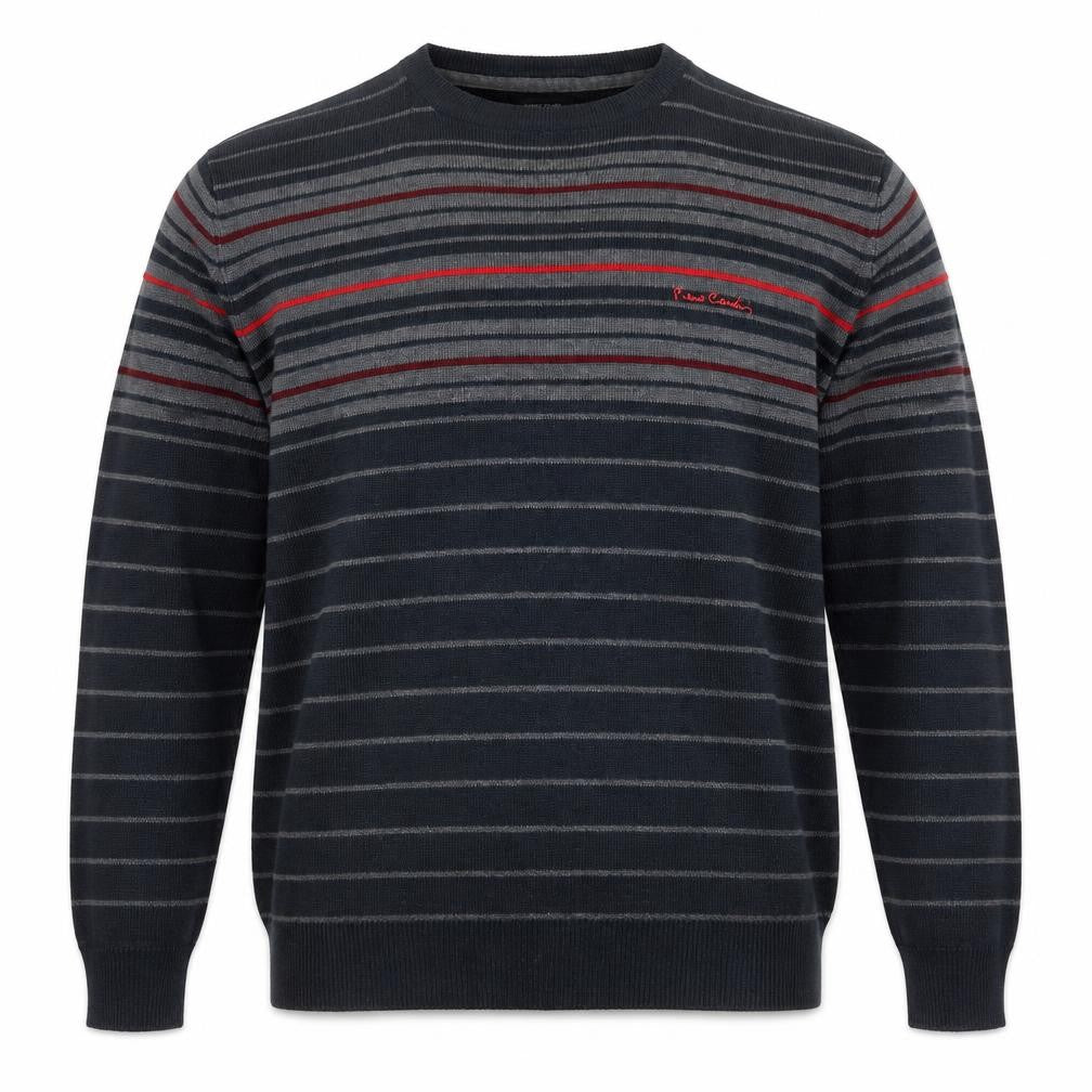 Pierre Cardin Men’s Black Striped Crew Neck Pullover Jumper XL