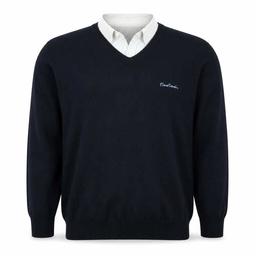 Pierre Cardin Men’s Black Long Sleeve V-Neck Knit Polo XL