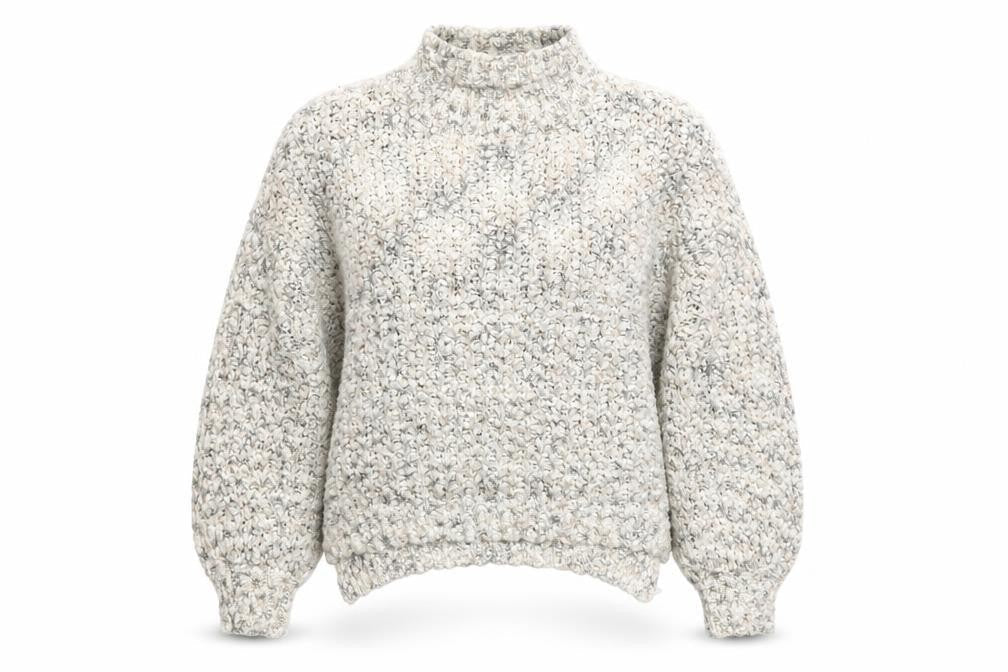 Woven Heart Women’s Grey Chunky Knit Mock Neck Pullover Jumper Size M
