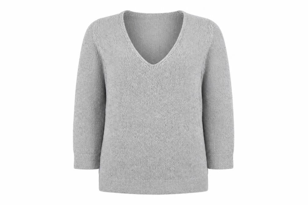 Massimo Dutti Women’s Grey V-Neck Knit Pullover Jumper M