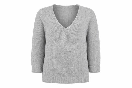 Massimo Dutti Women’s Grey V-Neck Knit Pullover Jumper M