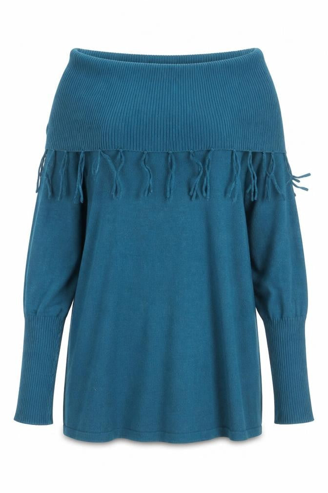 Marble Womens Blue Boat Neck Long Sleeve Cotton Pullover Jumper Size L