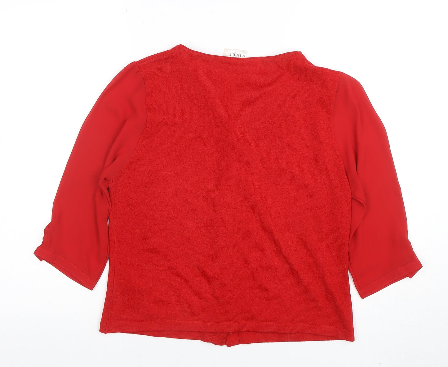 Minuet Women Red Size 14 Collared Button Cardigan