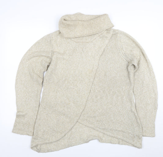 Apricot Women Beige Roll Neck Long Sleeve Knit Jumper Size 14