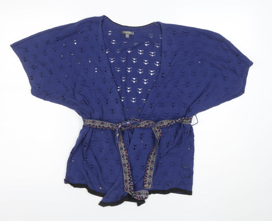 Marks and Spencer Teens Blue Open Knit Belted Cardigan XS
