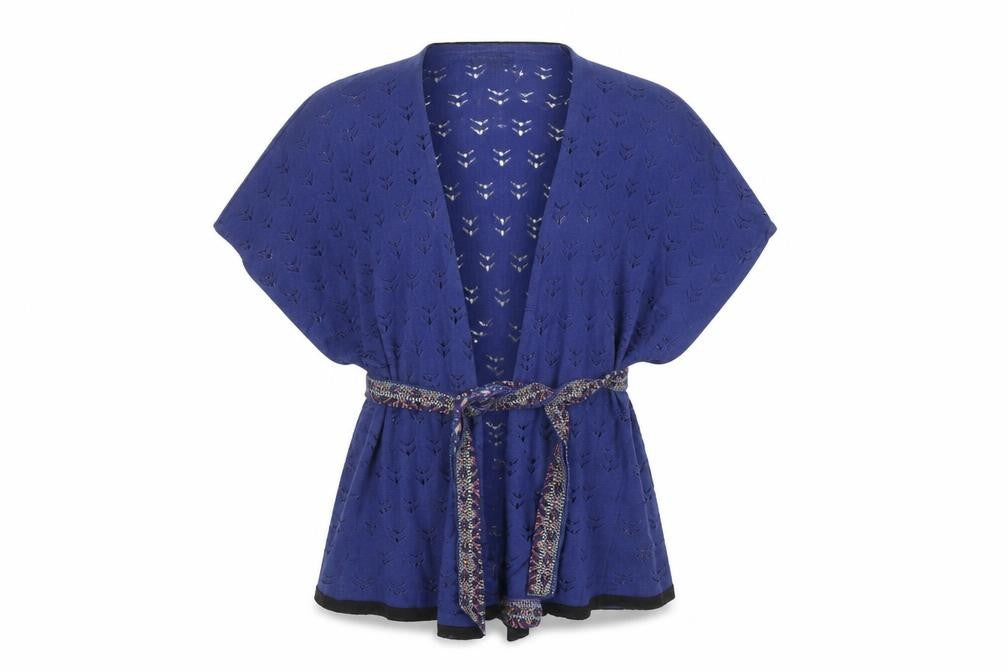 Marks & Spencer Teens Blue Open Knit Belted Cardigan XS