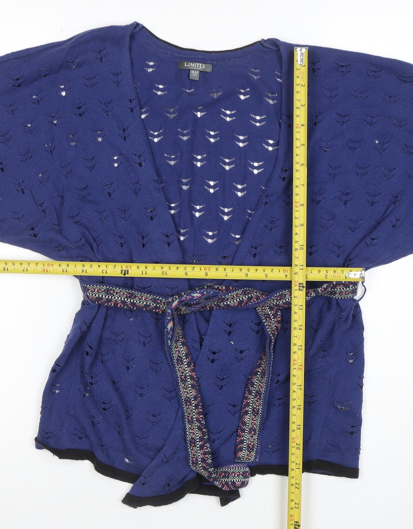 Marks and Spencer Teens Blue Open Knit Belted Cardigan XS
