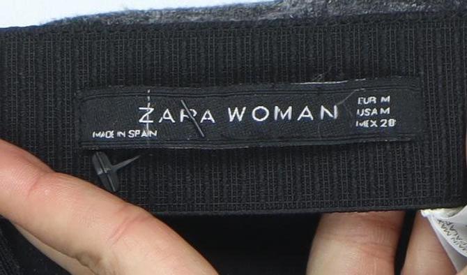 Zara Woman Grey Wool Blend Wrap Midi Skirt Women’s Size M