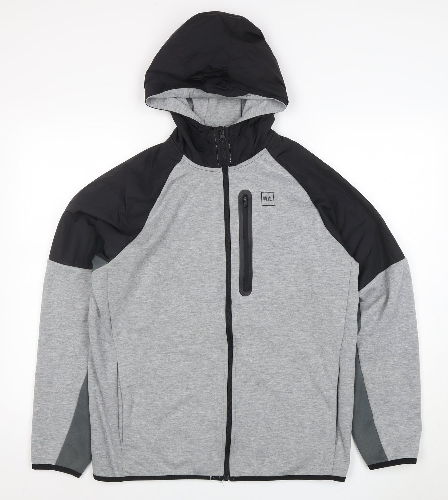 U.S. Athletic Men’s Grey Hooded Full Zip Sports Jacket Size L