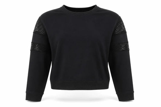 New Look Women Black Size 12 Studded Sleeve Crew Neck Jumper
