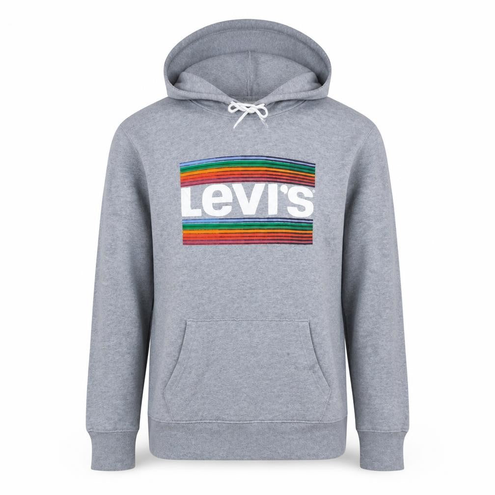 Levi's Men's Grey Pullover Hoodie M Rainbow Logo Graphic