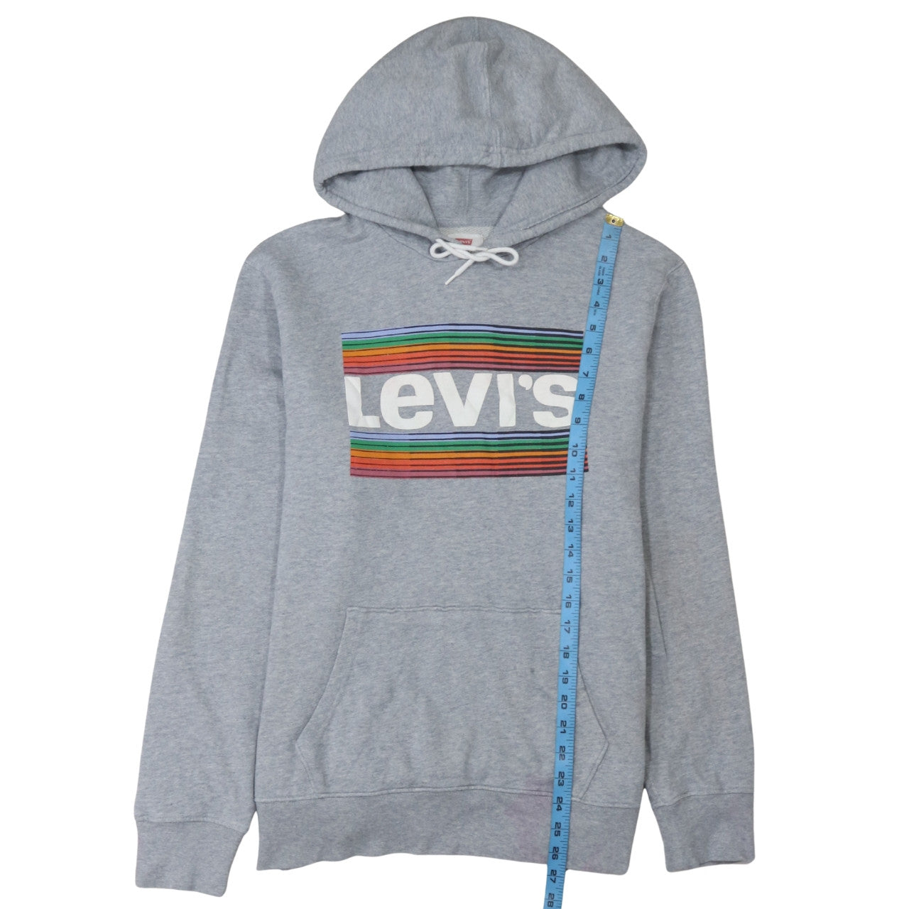 Levi's Men's Grey Pullover Hoodie M Rainbow Logo Graphic