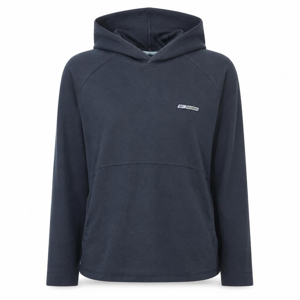Reebok Womens Navy Hoodie Size 12 Cotton Blend Pullover Sweatshirt