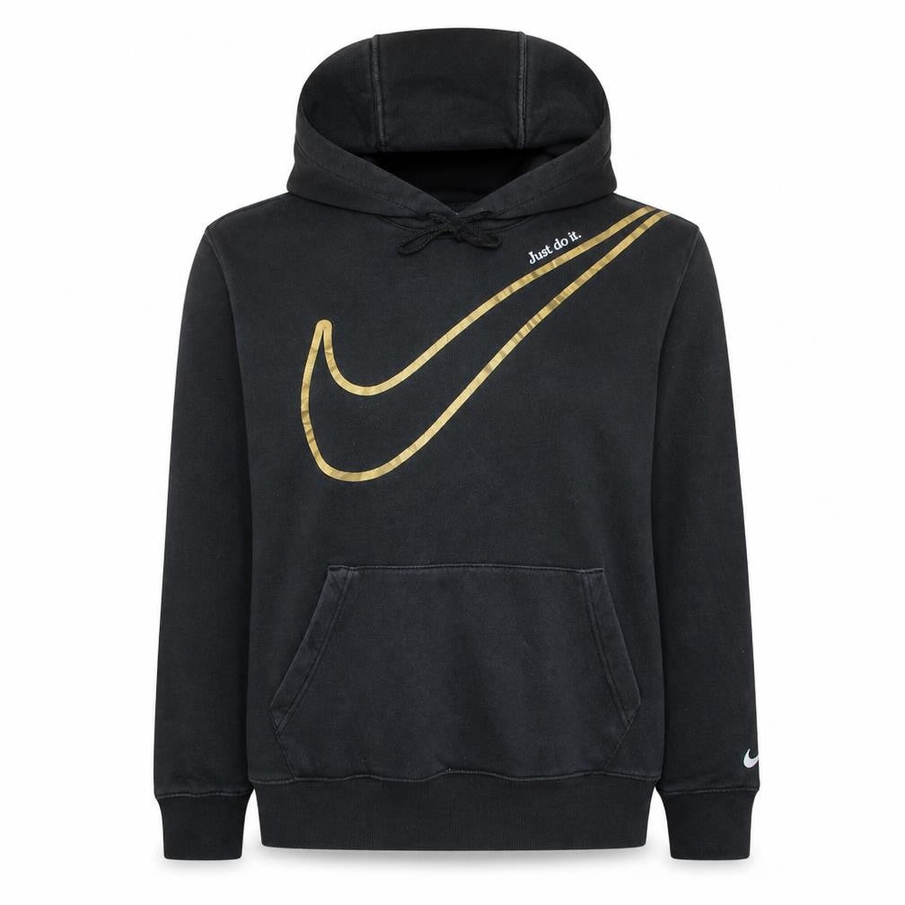 Nike Women's Black Gold Logo Pullover Hoodie Size M - Just Do It