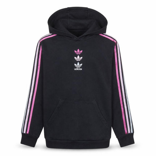 Adidas Girls Black Pullover Hoodie 15-16 Years Hooded Fleece Logo Sweatshirt