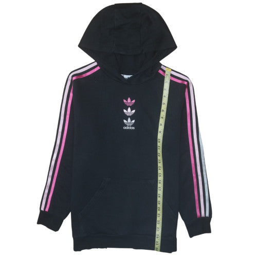 Adidas Girls Black Pullover Hoodie 15-16 Years Hooded Fleece Logo Sweatshirt