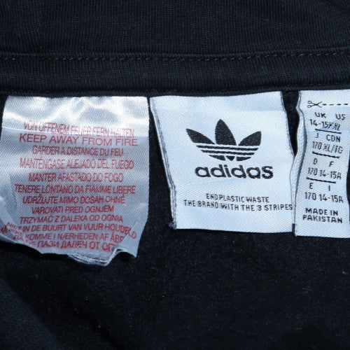 Adidas Girls Black Pullover Hoodie 15-16 Years Hooded Fleece Logo Sweatshirt