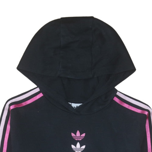 Adidas Girls Black Pullover Hoodie 15-16 Years Hooded Fleece Logo Sweatshirt