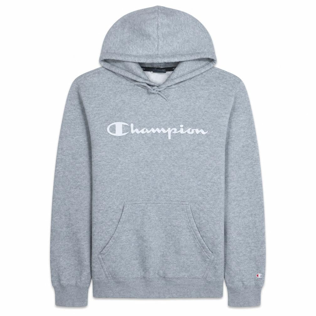 Champion Men's Grey Pullover Hoodie Medium Fleece Logo Sweatshirt