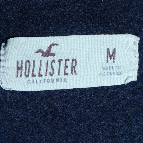Hollister Men's Blue Pullover Hoodie M Embroidered Logo Fleece