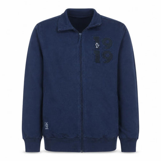 Adidas Mens Blue Full Zip Sweatshirt L Regular Fleece 1919 Logo