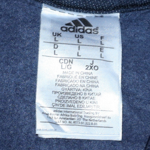 Adidas Mens Blue Full Zip Sweatshirt L Regular Fleece 1919 Logo