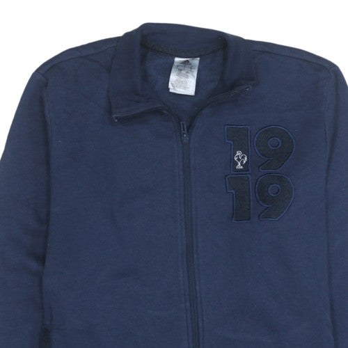 Adidas Mens Blue Full Zip Sweatshirt L Regular Fleece 1919 Logo