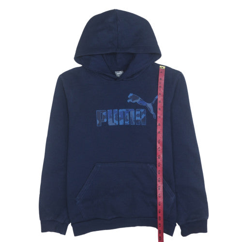 Puma Boys Navy Blue Pullover Hoodie 13-14 Years Graphic Print Cotton Blend
