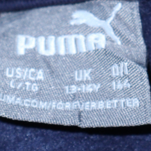 Puma Boys Navy Blue Pullover Hoodie 13-14 Years Graphic Print Cotton Blend