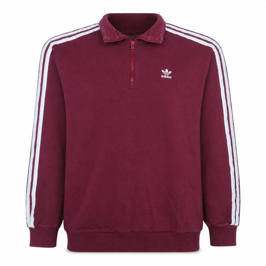 Adidas Women Burgundy 1/2 Zip Sweatshirt Size 12 UK Cotton Blend