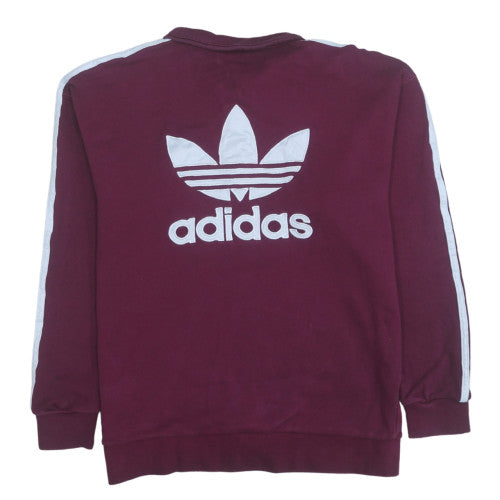 Adidas Women Burgundy 1/2 Zip Sweatshirt Size 12 UK Cotton Blend