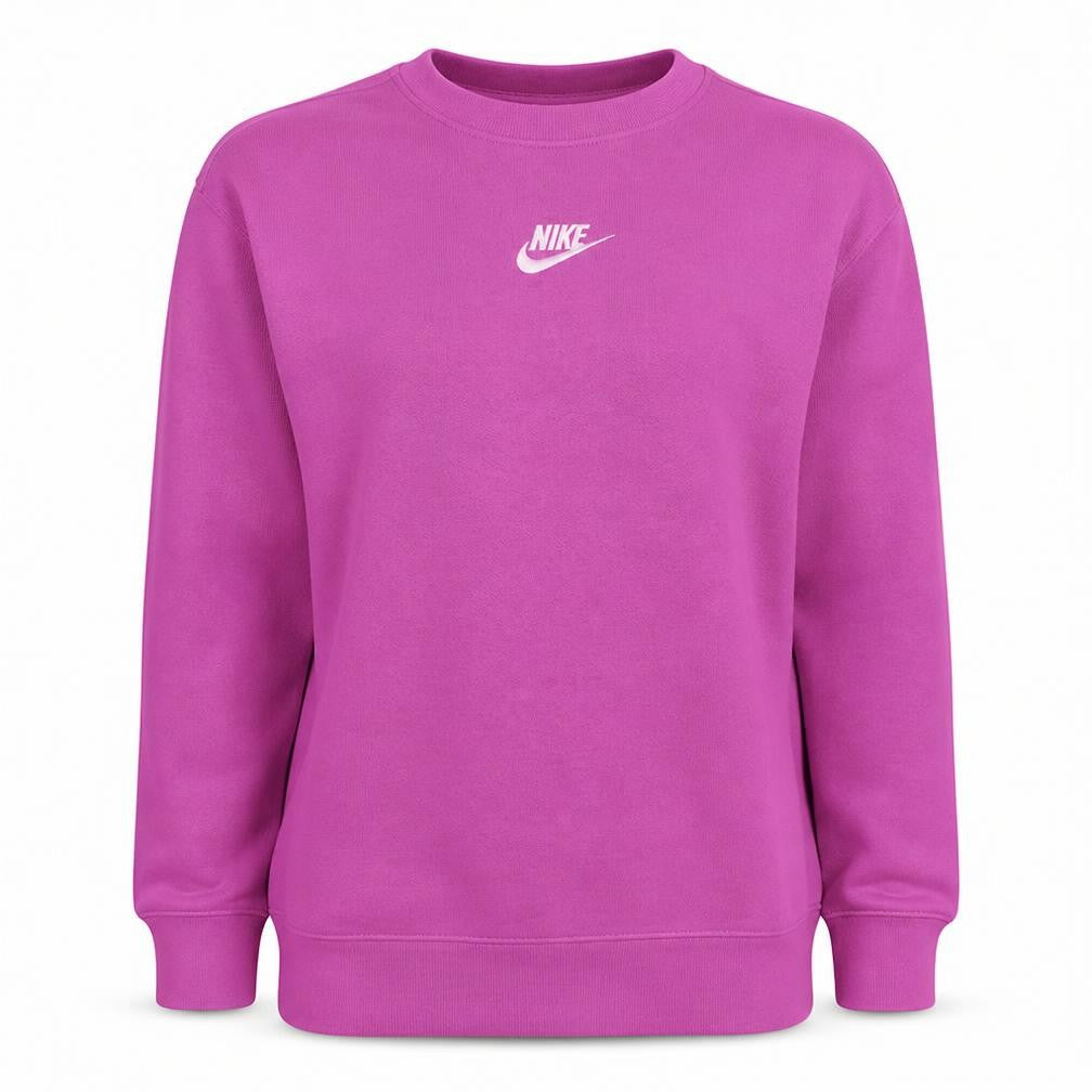 Nike Girls Pink Logo Pullover Sweatshirt L Fleece Crew Neck
