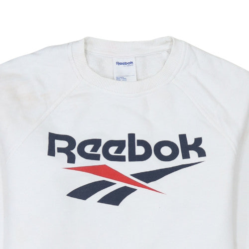 Reebok Classic Women's White Crew Neck Pullover Sweatshirt Size M