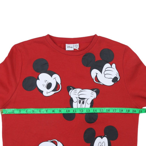 Disney Women Red Mickey Mouse Print Pullover Sweatshirt Size M 10/12