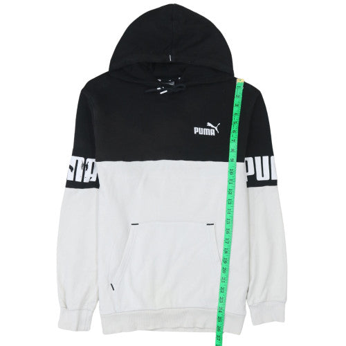 Puma Men's Black & White Pullover Hoodie M Regular Fit Logo Sportswear