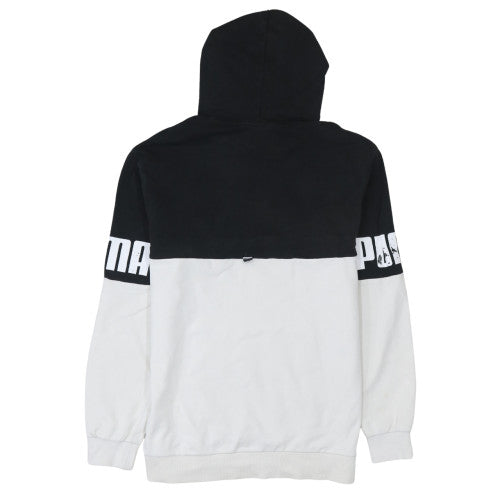 Puma Men's Black & White Pullover Hoodie M Regular Fit Logo Sportswear
