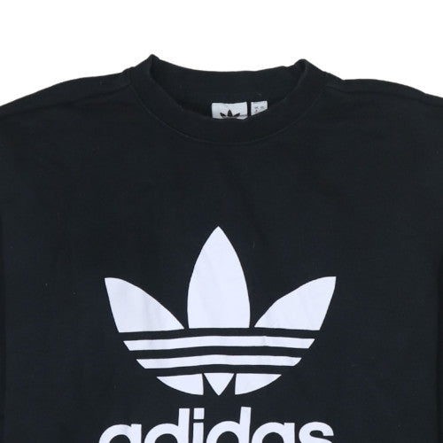 Adidas Womens Black Crew Neck Pullover Sweatshirt Size 8 Logo Print