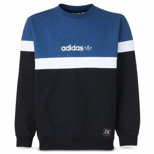 Adidas Men's Blue Colour Block Crew Neck Sweatshirt S Regular Fit