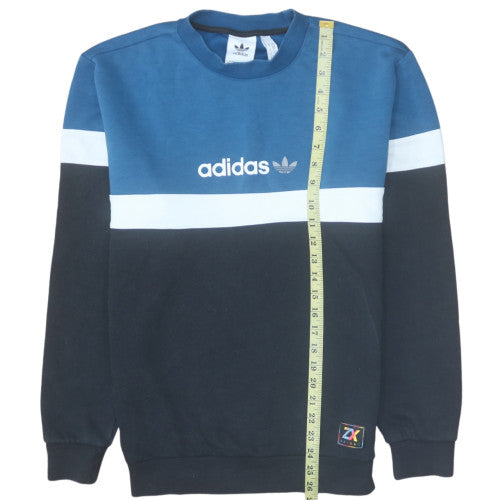 Adidas Men's Blue Colour Block Crew Neck Sweatshirt S Regular Fit