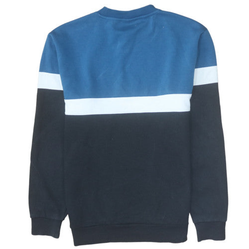Adidas Men's Blue Colour Block Crew Neck Sweatshirt S Regular Fit