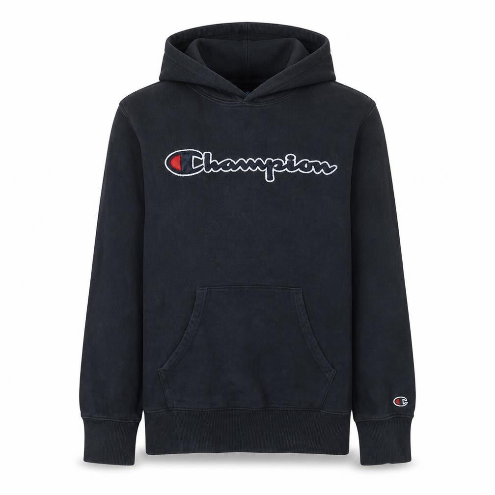 Champion Men's Black Pullover Hoodie Medium Logo Fleece Sweatshirt