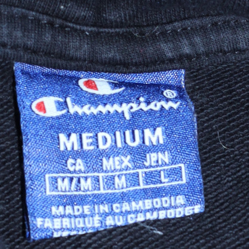 Champion Men's Black Pullover Hoodie Medium Logo Fleece Sweatshirt