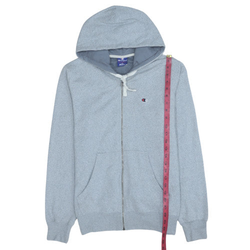 Champion Men's Grey Full Zip Hoodie Size M Lightweight Fleece