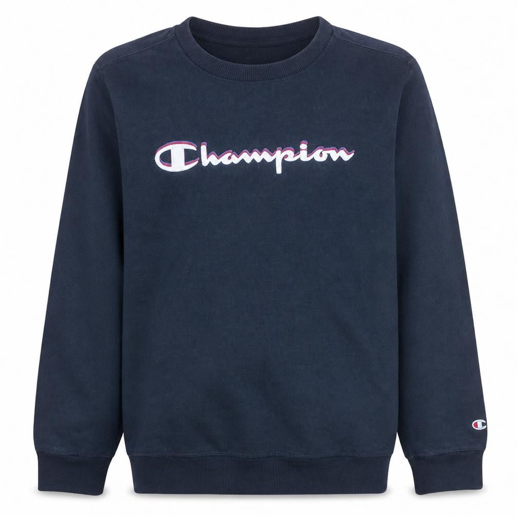 Champion Boys Black Pullover Sweatshirt 13-14 Years Crew Neck Logo Print