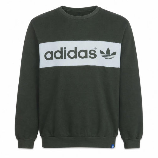 Adidas Mens Black Crew Neck Sweatshirt L Logo Graphic Pullover